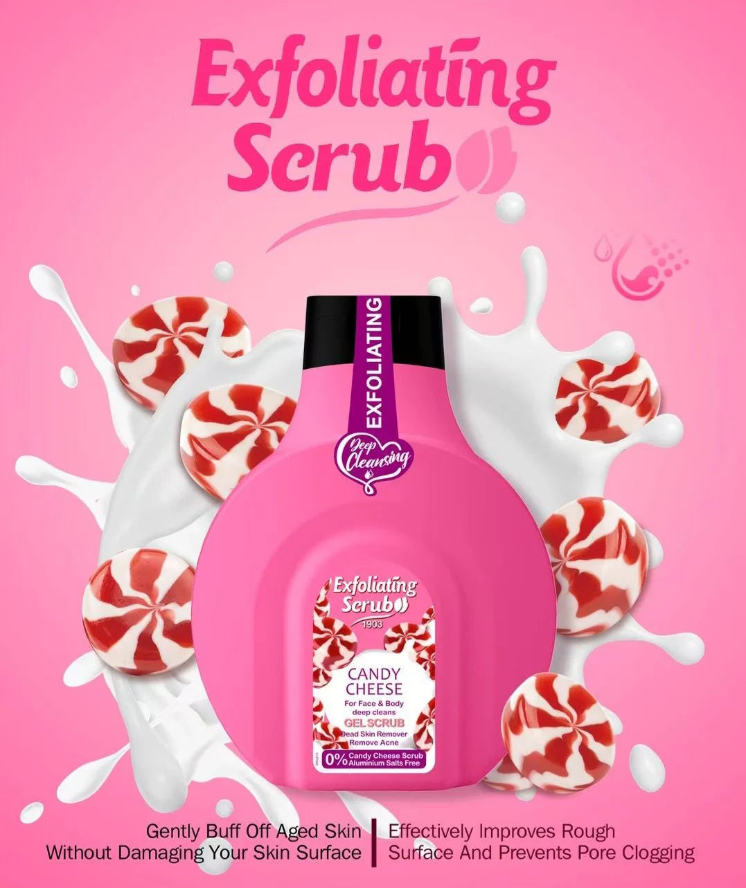 Esfoliante Viso e Corpo in Gel 500 ml – Fragranza Panna & Fragola