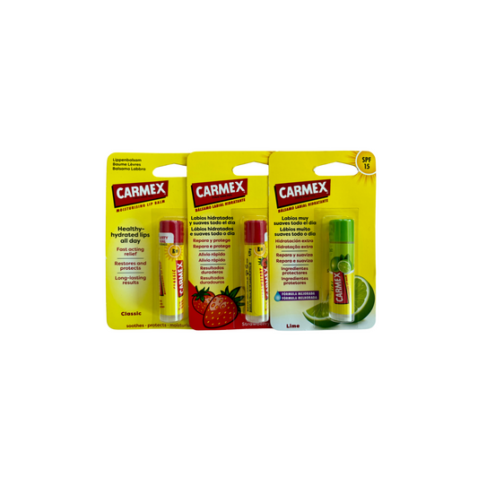 Carmex Lip Balm Stick 4,25 g – Classic, Fragola, Lime
